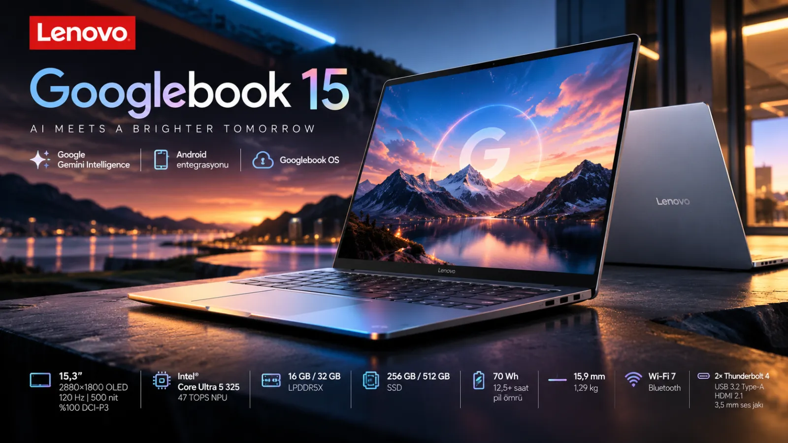 Lenovo Googlebook 15 Duyuruldu: Intel Core Ultra ve OLED Ekranla Geliyor